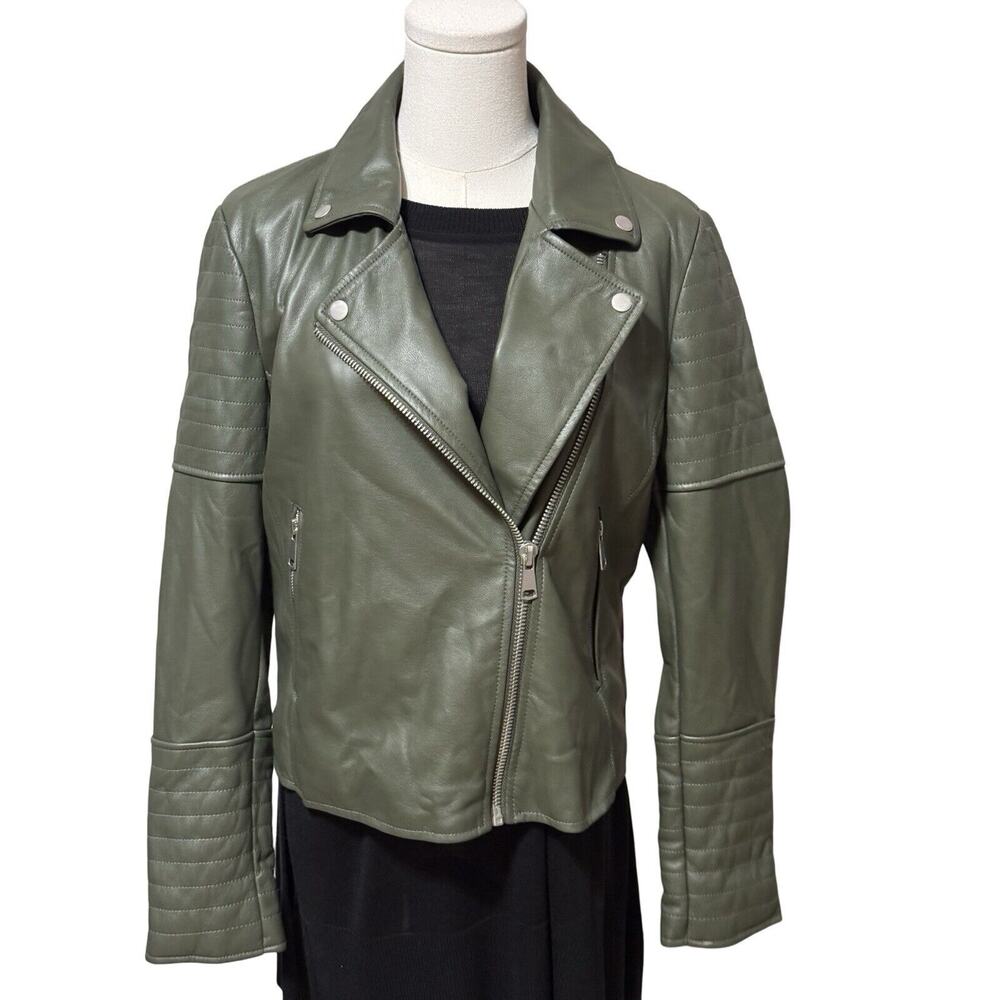 Bagatelle NYC Olive Green Faux Leather Lined Biker Moto Jacket Women’s Sz M
